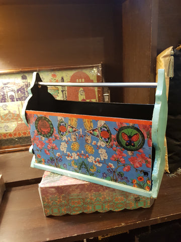 Blue floral Magazine storage rack