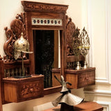 Peacock mosaic mirror and Elephant mosaic table console