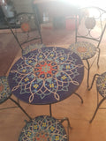 Wrought Iron Floral Mosaic Patio table with mosaic chairs