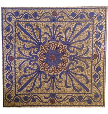 Handmade mosaic medallion on fiber mesh water lilly