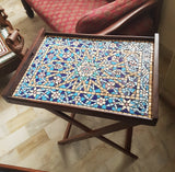 Lattice Blue Folding mosaic Table Tray