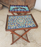 Lattice Blue Folding mosaic Table Tray