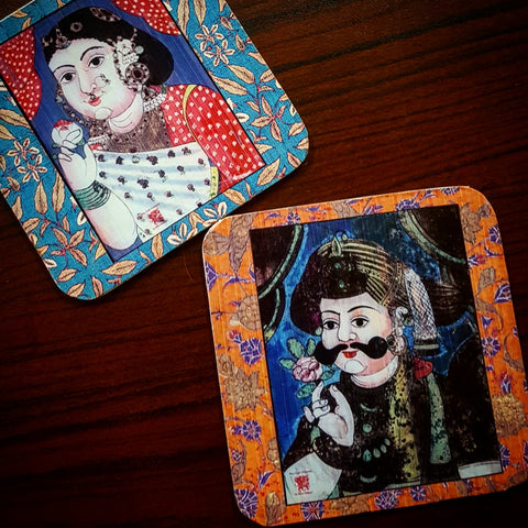 Mr and Mrs coaster set of four