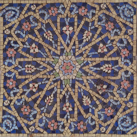 kaleidoscope handcut tile mosaic in blue