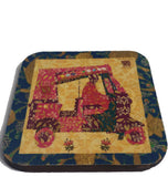 Navy border rickshaw coaster