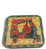 Lime border rickshaw coaster