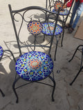 Wrought Iron Floral Mosaic Patio table with mosaic chairs