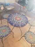 Wrought Iron Floral Mosaic Patio table with mosaic chairs
